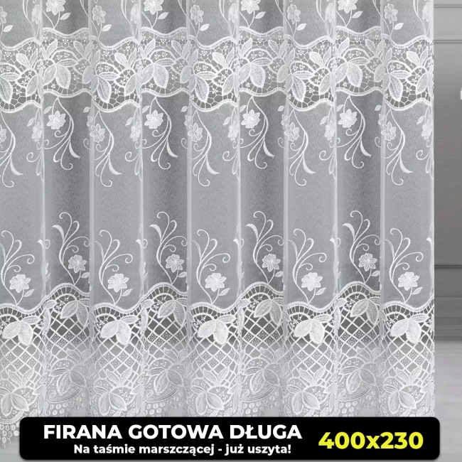 Firana gotowa już uszyta - Długa 400x230 na taśmie - Ostatnia sztuka